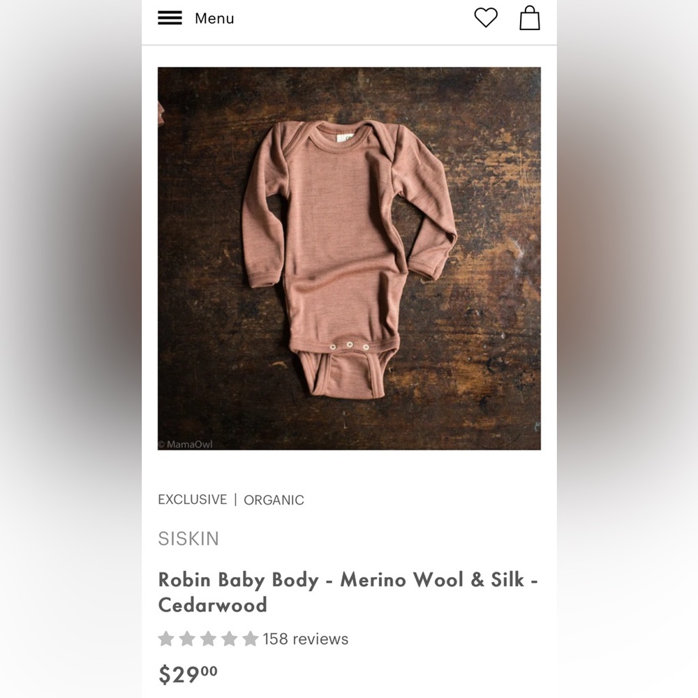 Baby Body - Merino Wool & Silk Siskin mama owl 1-2 years
